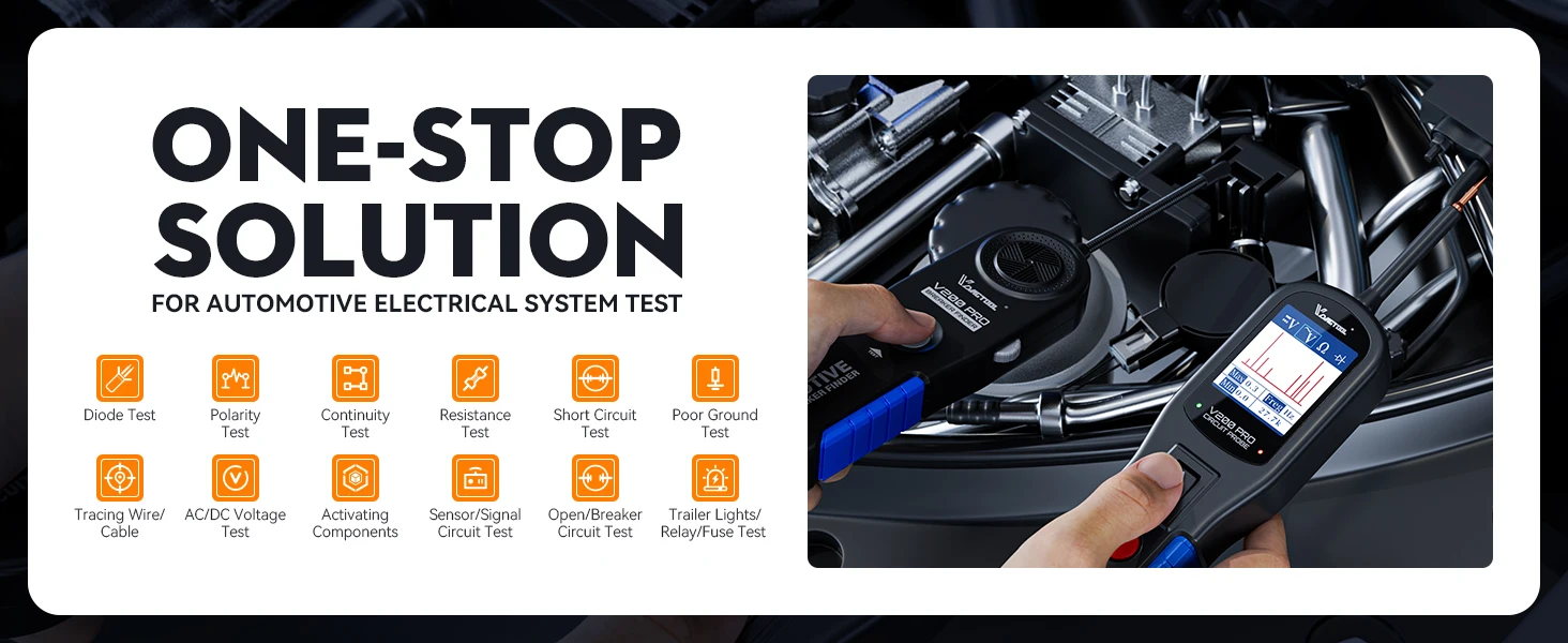 VDIAGTOOL V200PRO Set 12V 24V Circuit Probe Tester Kit Electrical System Diagnostic Tools Component Activation With 30PCS Probe