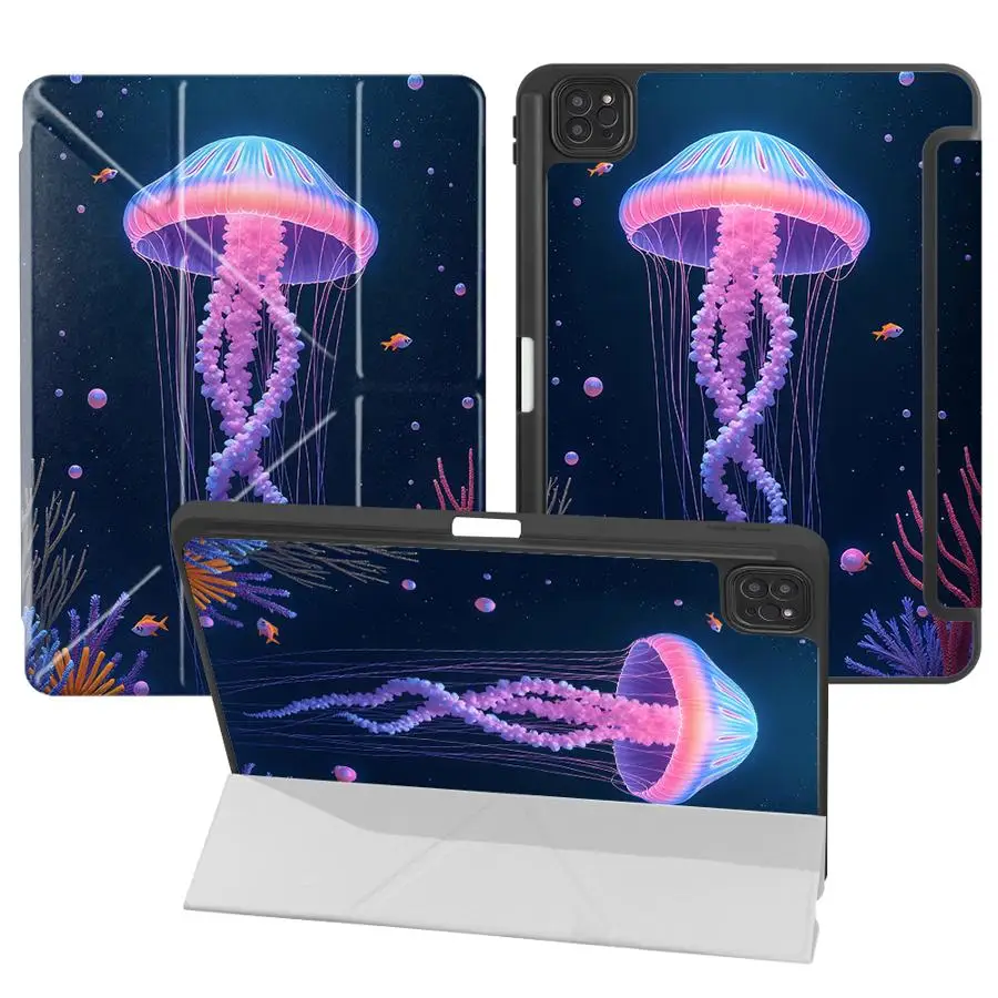 

Чехол-подставка для планшетов iPad Mini 6 7 Pro 2025, Air 4 5, M3 M2 1 2, M4, 11 дюймов, Pro 11-го, 10-го, 9-го, 8-го, 7-го поколений, 12.9 дюймов, «Медуза»