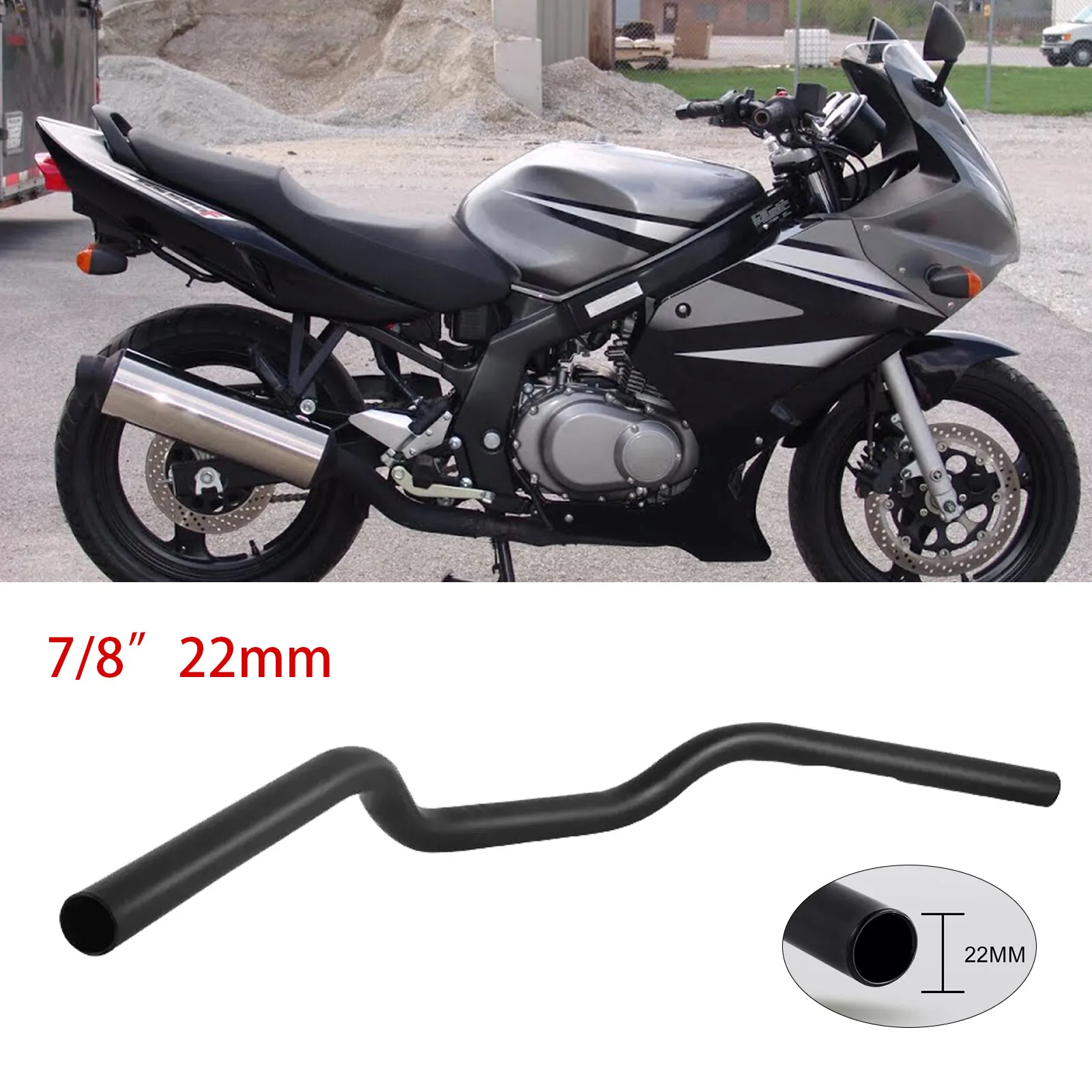 

7/8" Motorcycle Handlebars Tracker Drag Bar Black For Suzuki GS500F GS500E GS500