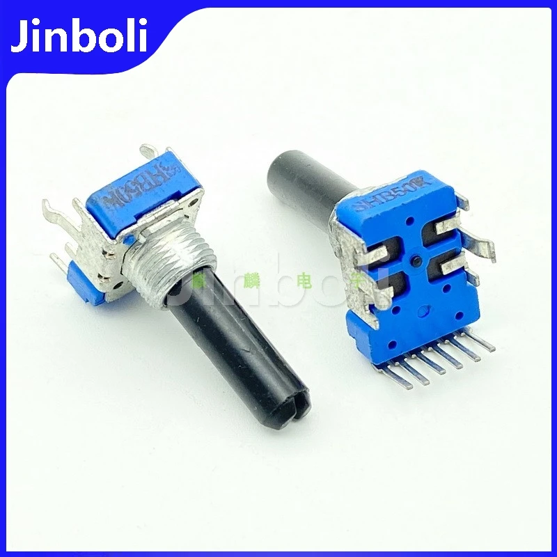 1PCS RK12 Type B50K With Center Positioning Single Row 6Pins MIDI Amplifier Mixer Volume Potentiometer D Shaft Length 23mm