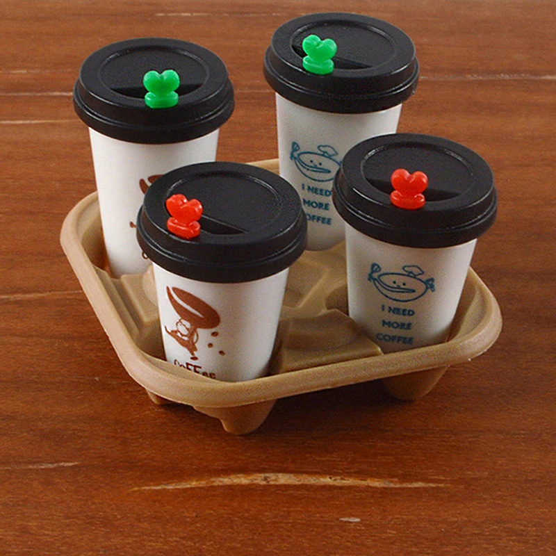 Bonita casa de muñecas en miniatura, Latte, funda para taza de café, Mini bandeja para bebidas, juguete de comida en miniatura, modelo de café para accesorios de muñecas