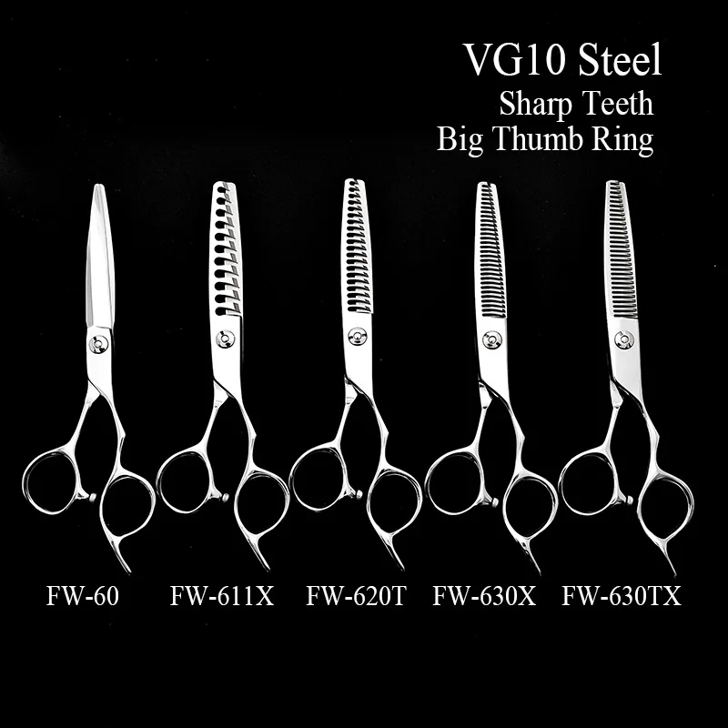 

Профессиональные ножницы для волос, японская сталь VG10, 6,0 дюйма, парикмахерские ножницы для стрижки, филировочные ножницы FW-611T