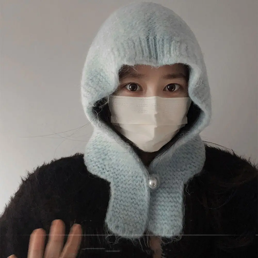 أزياء الصوفية محبوك قبعة بالاكلافا الدفء Coldproof طوق الرقبة بيني قبعة الرقبة حامي بلون البلوز قبعة الفتيات
