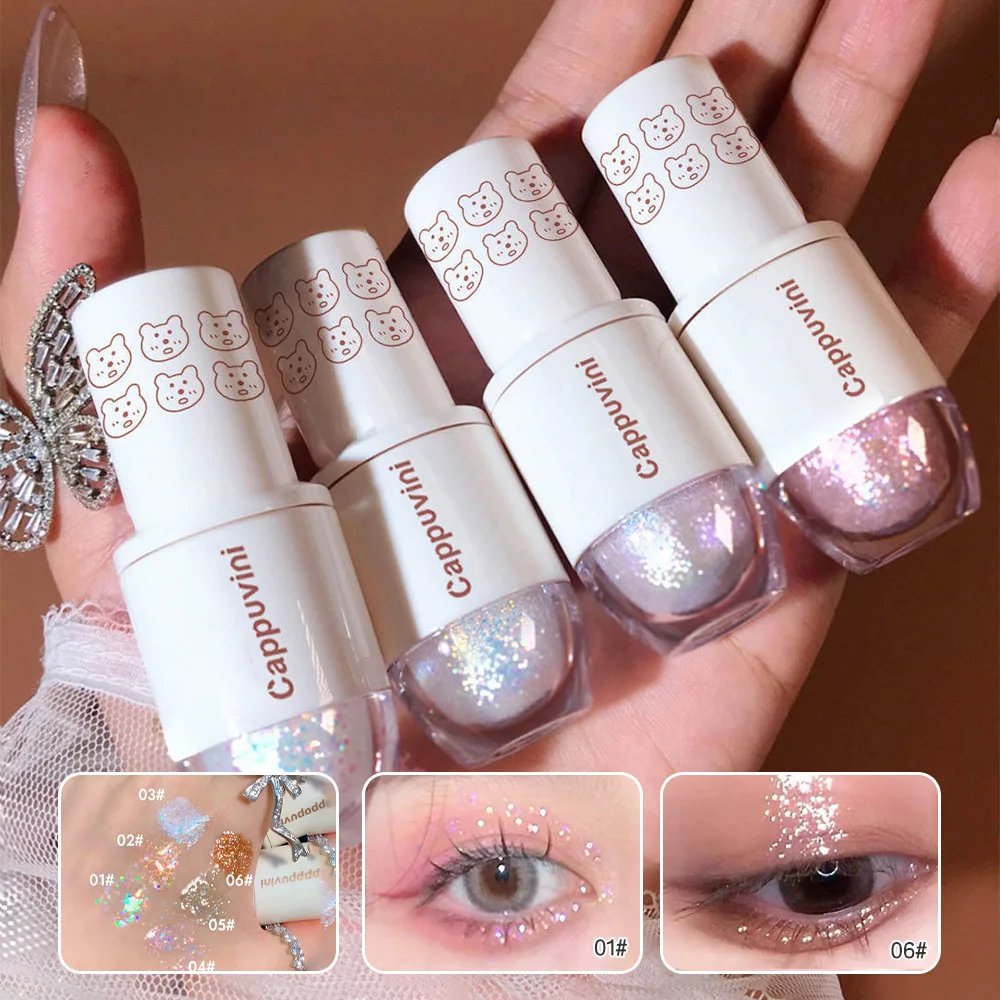 Cappuvini Liquid Eyeshadow High-Gloss Shiny Mermaid Pearl Tears Brightening Glitter Highlighter Quick Drying Eyeliner