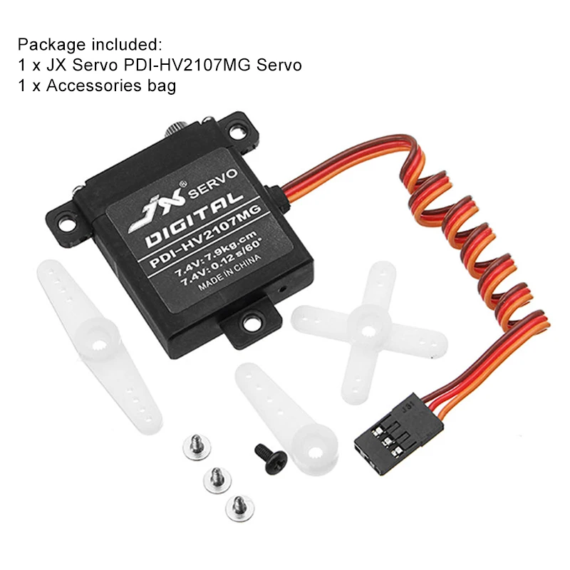 JX Servo PDI-HV2107MG 7.9kg CNC Steering Torque Digital Metal Gear Core Standard Servo For RC Fixed Wing Airplane