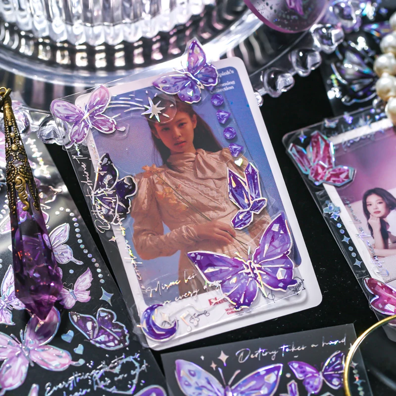 3 sheets/pack Mr. Paper Waterproof PVC Sticker Embossed Gilding Butterfly Creative Collage DIY Guka Small card Album Decoration