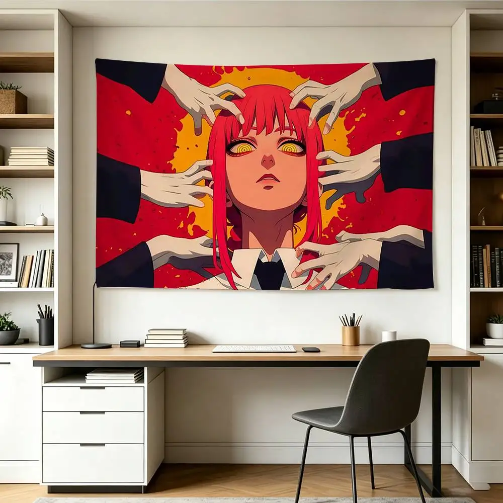 Dark Goddess Makima Flags Wall Hanging Background Art Banner for Bedroom Home Outdoor