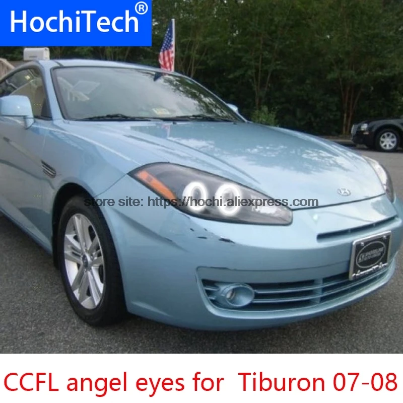 HochiTech CCFL Angel Eyes Kit para Hyundai Tiburon para Hyundai Coupe SIII GKI 2007 2008 blanco 6000k Ccfl Halo anillos faro