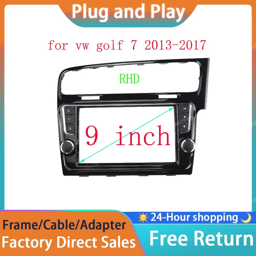 RSNAVI 9 inch Android 2 DIN Car Radio video Player face Fascias frame For VW golf 7 2013 2014 2015 2016 2017 Panel Mounting