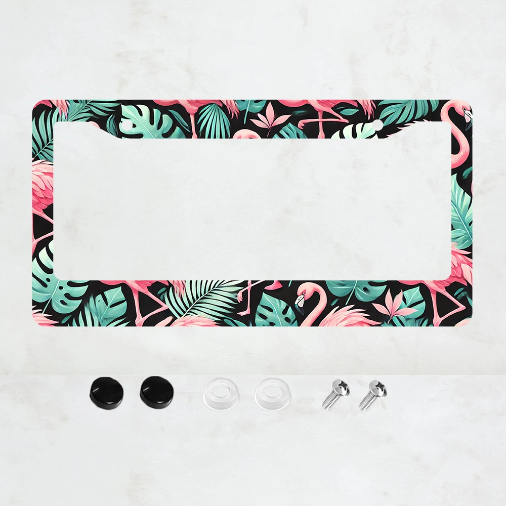 

1 шт. Алюминиевая рамка для номерного знака в форме фламинго, металлическая рамка для номерного знака - 6 x 12 дюймов, стандартный размер США, декоративная автомобильная рамка