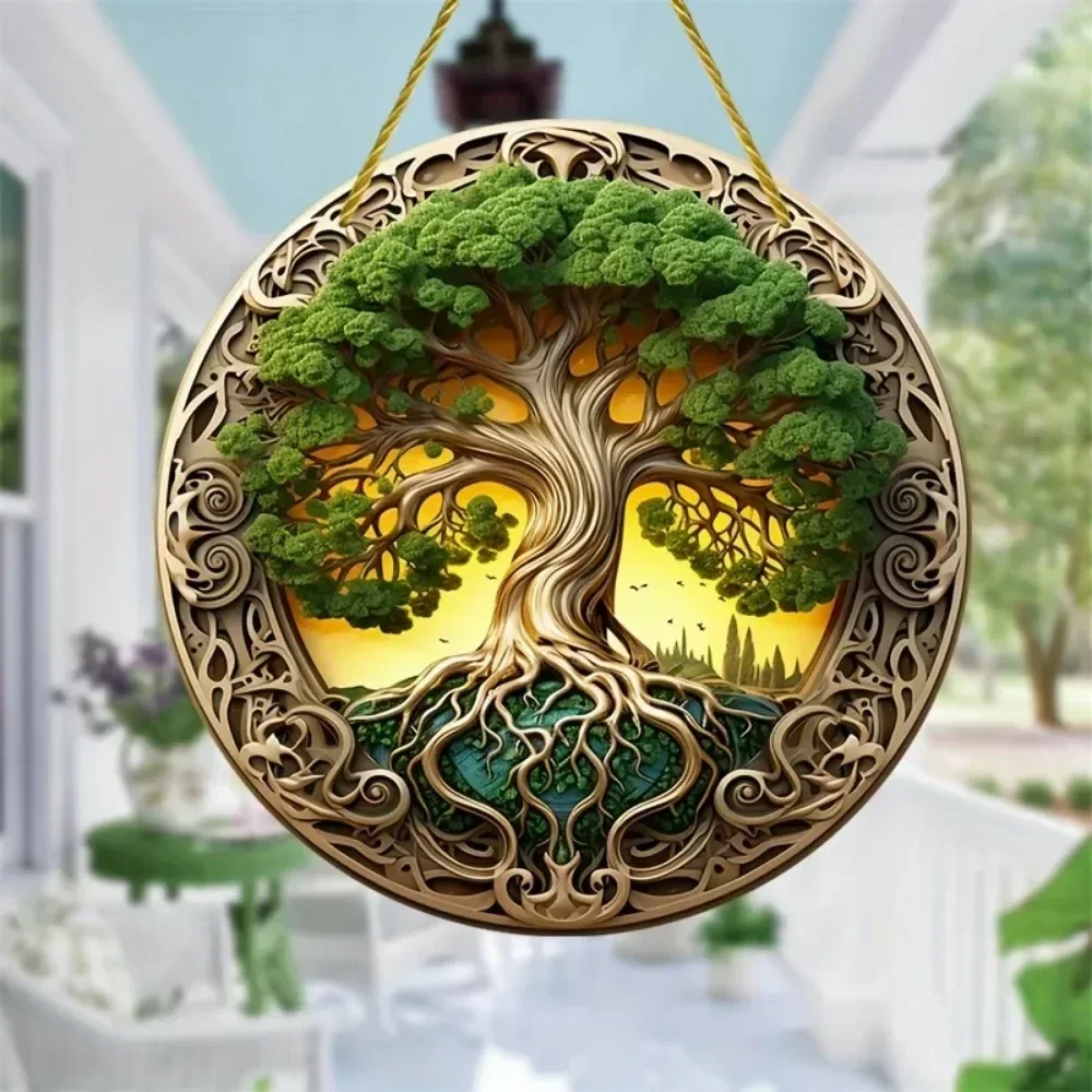 Hot Tree Of Life Mandala Aluminum Logo Rural Metal Hanging Decoration Used For Homes Porches Living Rooms And Bedrooms