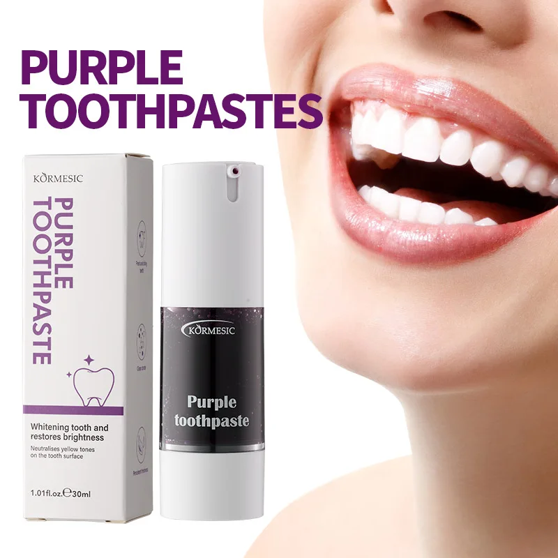 30ml Purple Whitening Toothpaste, Deep Cleaning Formula, Provides Fresh Breath and Gentle Gum Care, Fluoride-Free, Essential for Daily Oral Hygiene, Suitable for Yellow Teeth