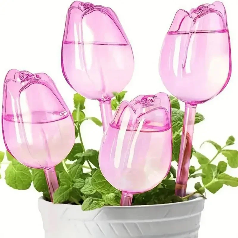 1/3/6/12pcs Automatic Plant Watering Tulip Shape Flower Plant Water Dripper Lightweight Houseplant Device Drip Irrigation System