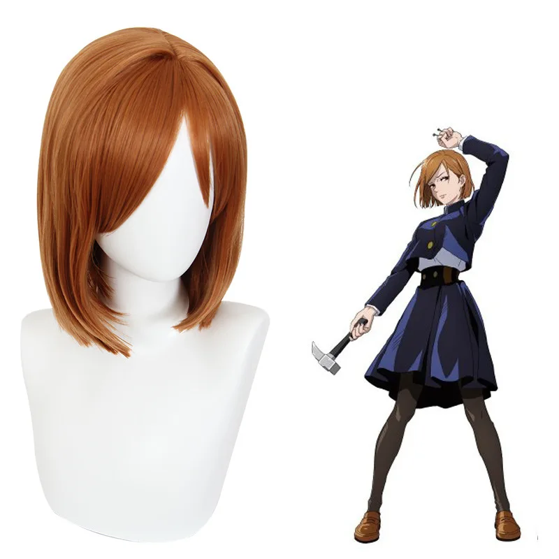 Shuutan Jujutsu Kaisen Nigaki No Barairo Orange Side Part Short Hair Cosplay Anime Wig 458B