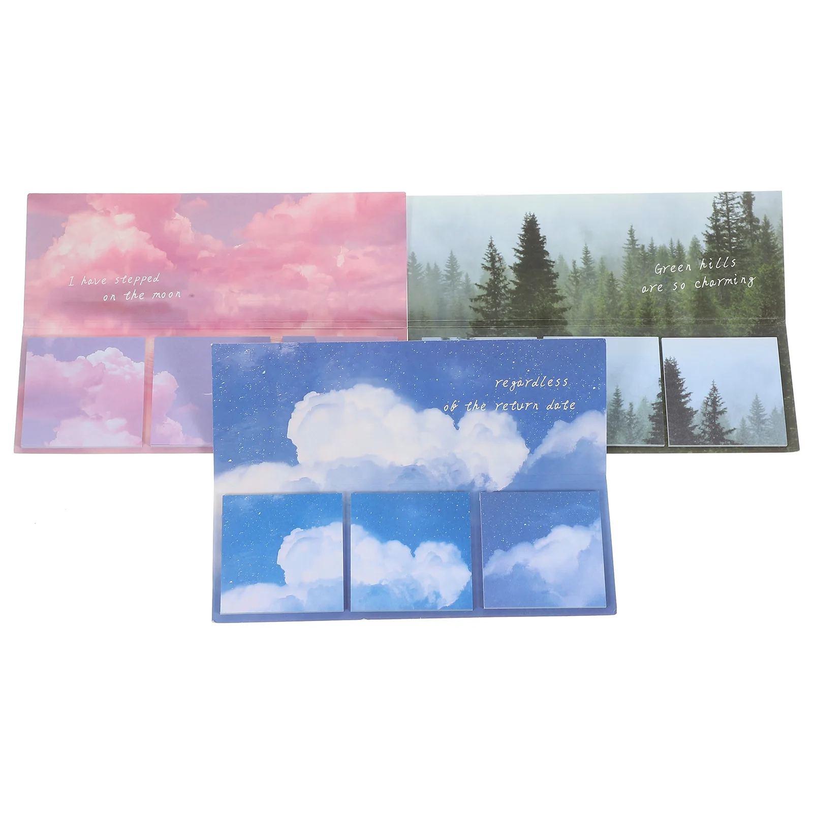 

360pcs Mountain Lake Tearable Writing Pads Self-Stick Notepads Natural Scenery Design Reminder Notes For