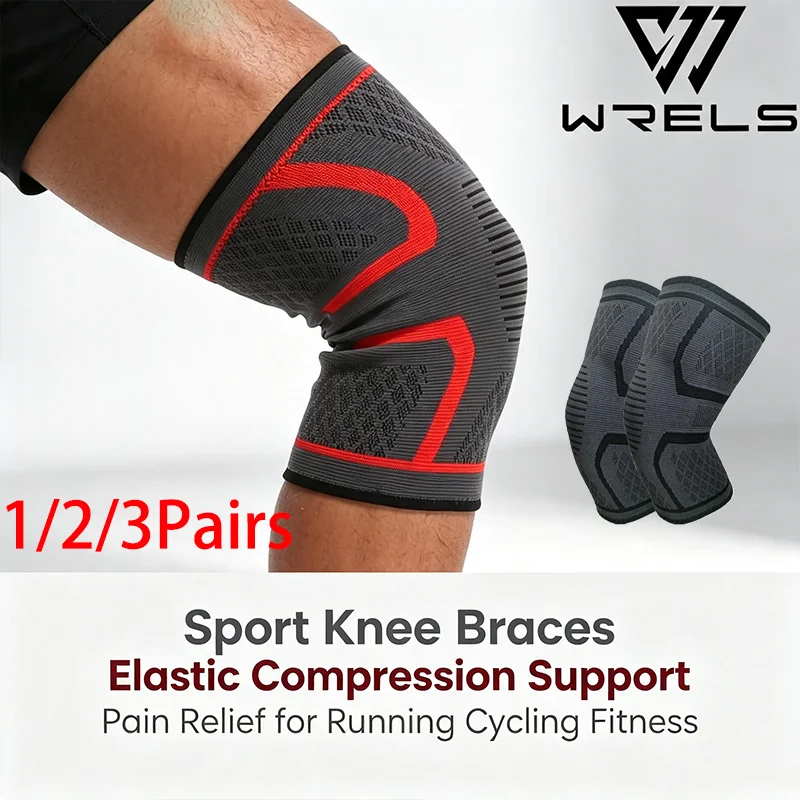 1/2/3Pairs Sport Knee Braces Elastic Fitness Running Compression Knee Support Pain Relief Cycling Fitness Knee Support Braces