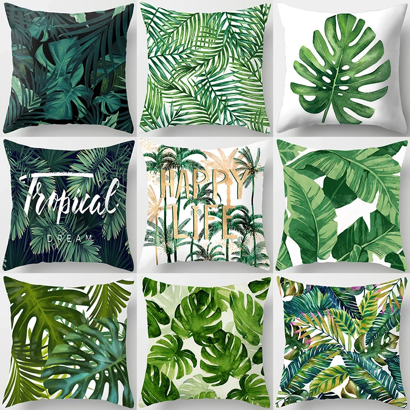 1Pcs Tropical Cactus Monstera Pattern Polyester Throw Pillow Cushion Cover Car Home Decoration Sofa Decorative Pillowcase 40506