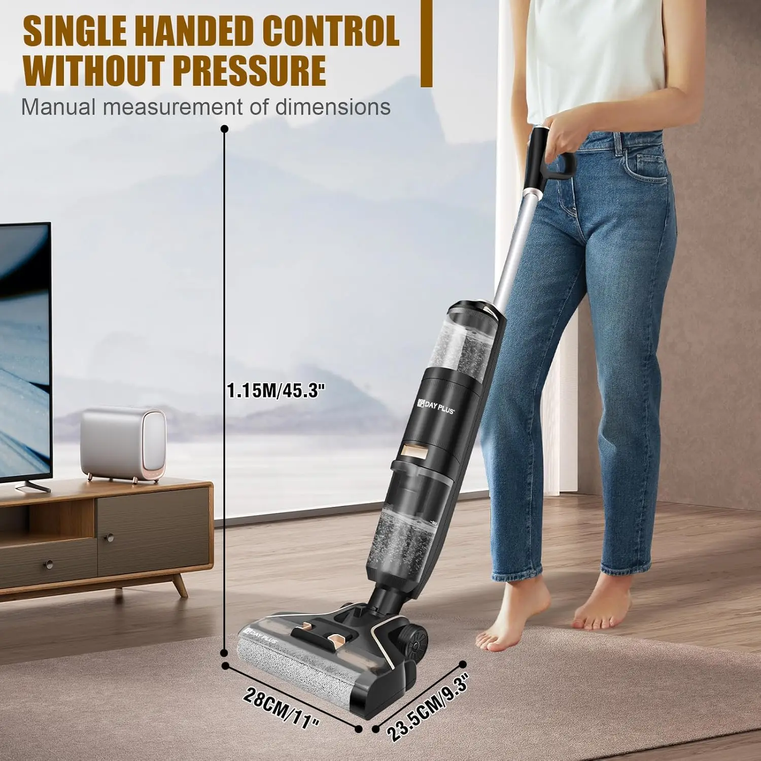 Vacuum Mop Combo for Hard Floor/Area Rugs/Pet Hair/Sticky Messes, Wet Dry Vacuum Cleaner with Water Spray and 2 Suction