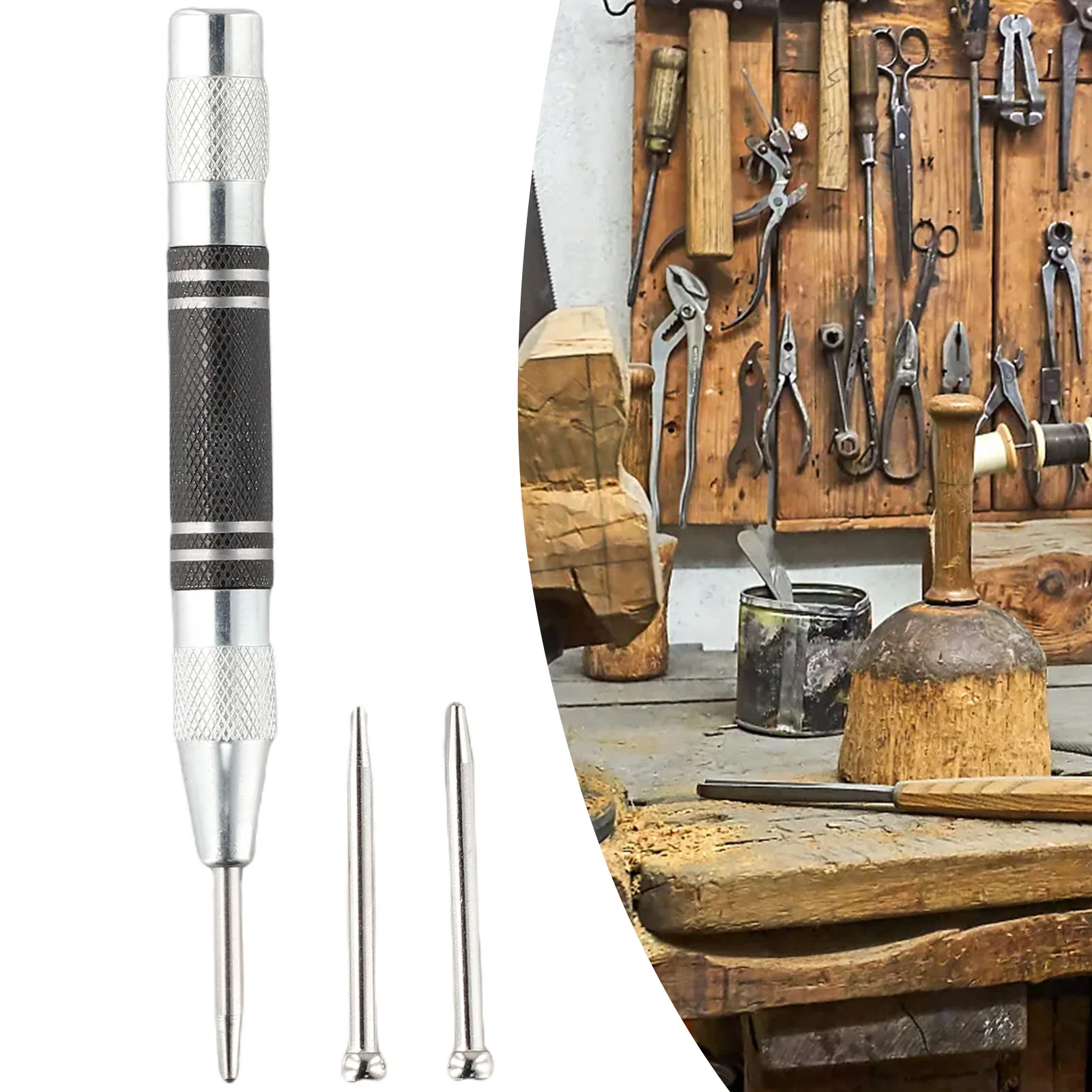 

Multi Purpose Spring Loaded Drill Tool with Automatic Centre Punch and Adjustable Pressure Knob High Carbon Steel