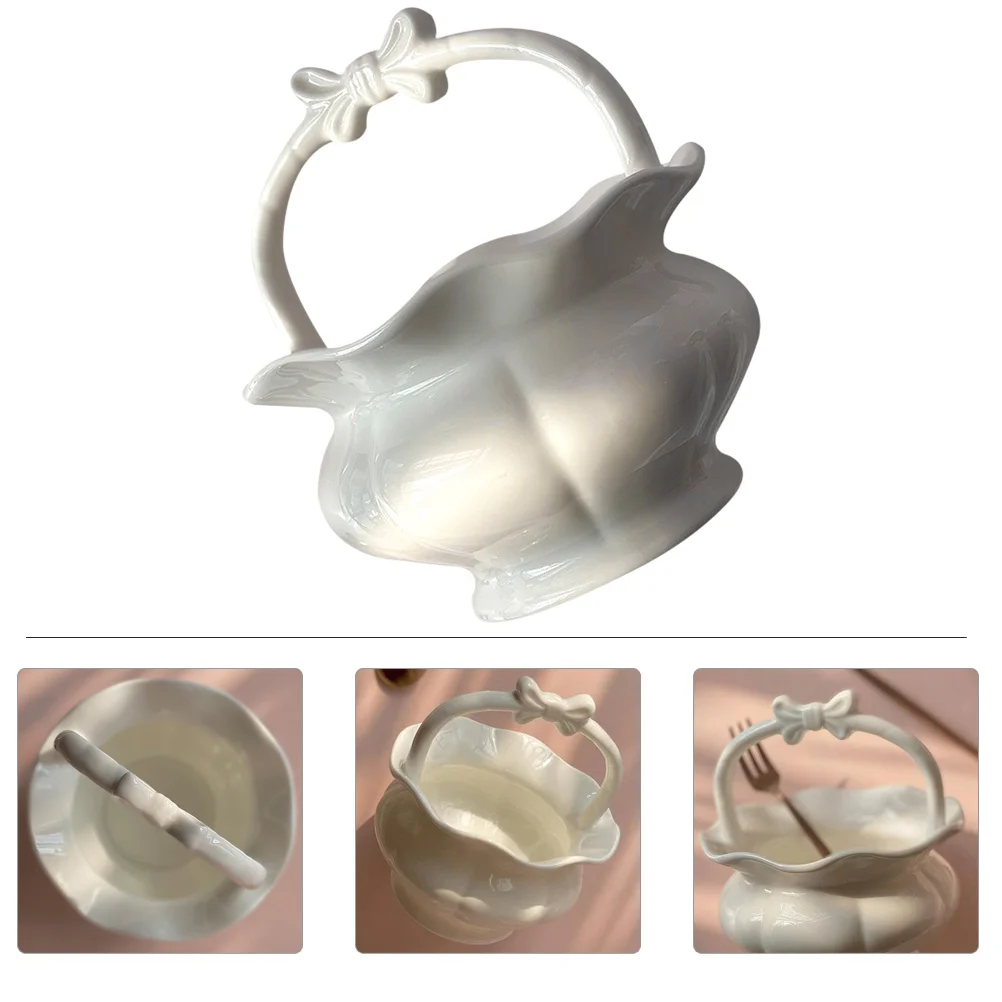 

Ceramic Bone China Decorative Flower Basket Multi-Function Storage Box Sundries Organizer for Kitchen Cutlery and Home