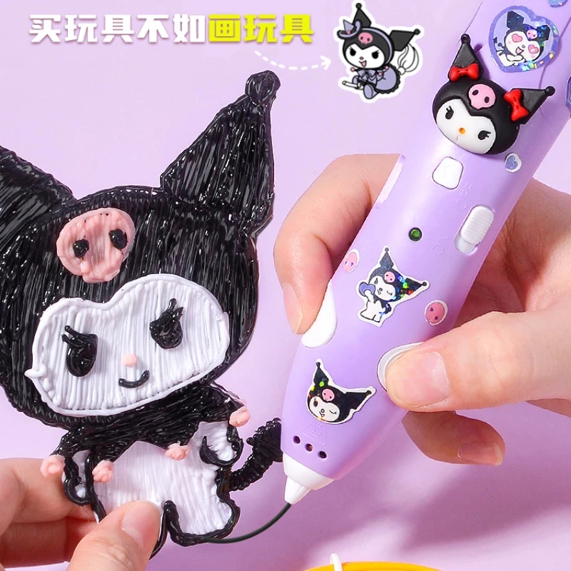 

Sanrio Hello Kitty Kuromi Cinnamoroll 3D Printing Pen Anime Diy Kid Drawing Pen Low Temperature Intelligent Graffiti Toys Gift