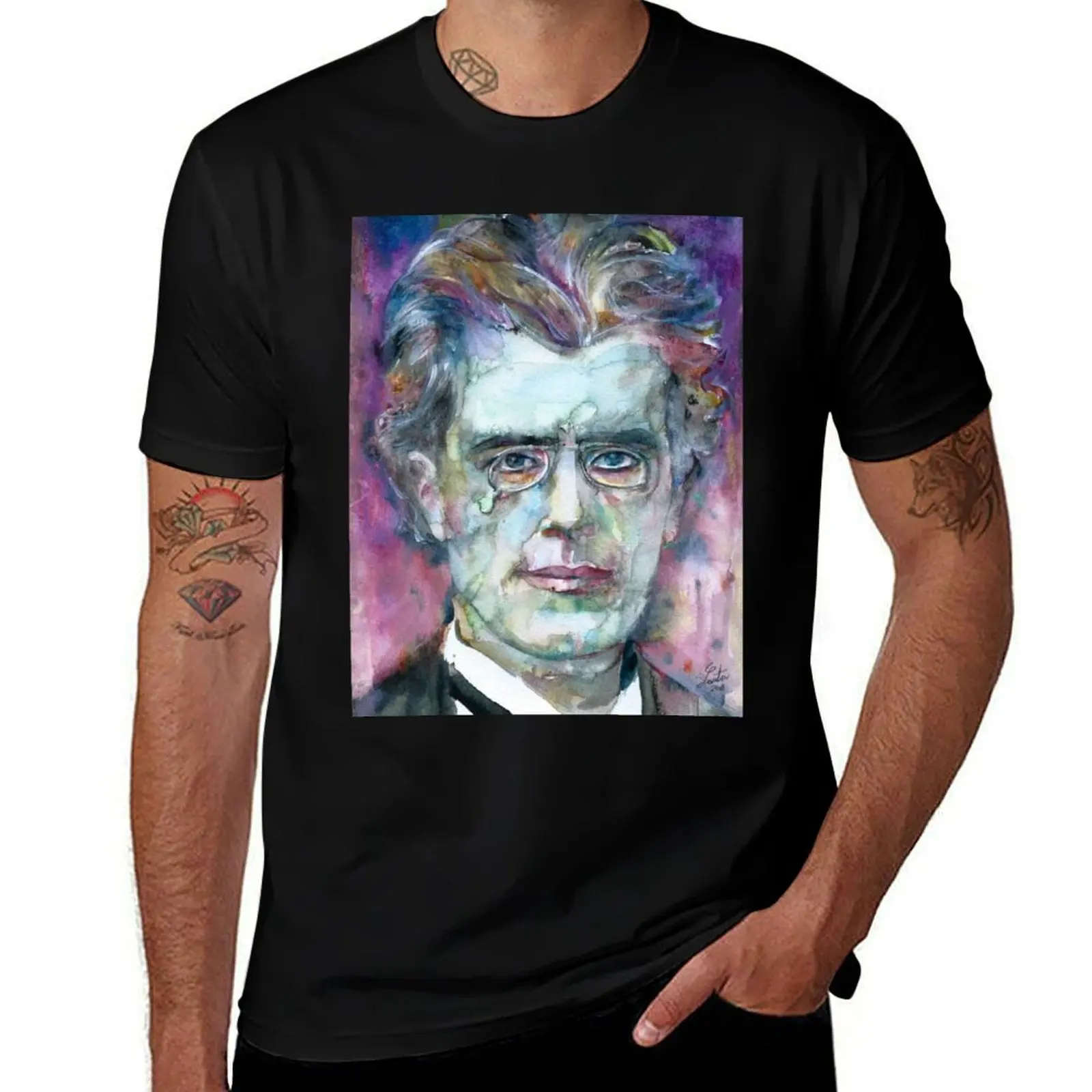 GUSTAV MAHLER - watercolor portrait.5 T-Shirt anime tshirt graphic t shirts Aesthetic clothing outfits for men