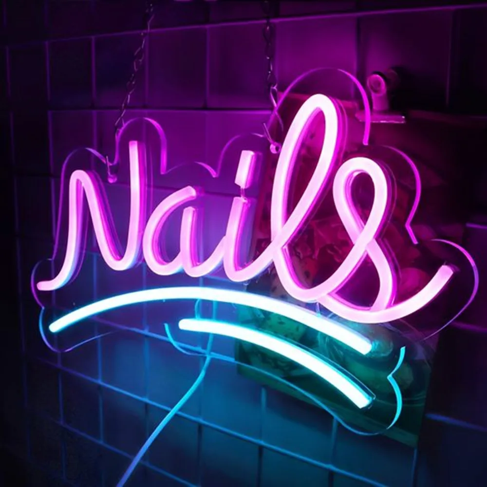 Wall Hanging LED Neon Light, Nail Neon Sign, Beauty Salon, Nail Shops, USB Powered, Business Wall Decor, Acrylic Neon Sign