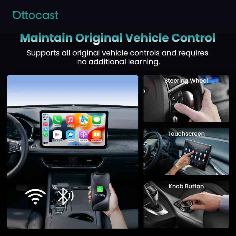OEM CarPlay & Android Auto Adapter Bluetooth Built-in WiFi for iPhone Dongle Wired Convert USB Plug-n-Play Portable Ai Box