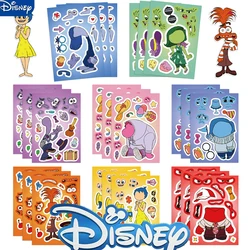 8/16/32pcs Disney Inside Out Puzzle Sticker DIY Phone Laptop Luggage Skateboard Make A Face Assemble Sticker Fun for Kids Gift
