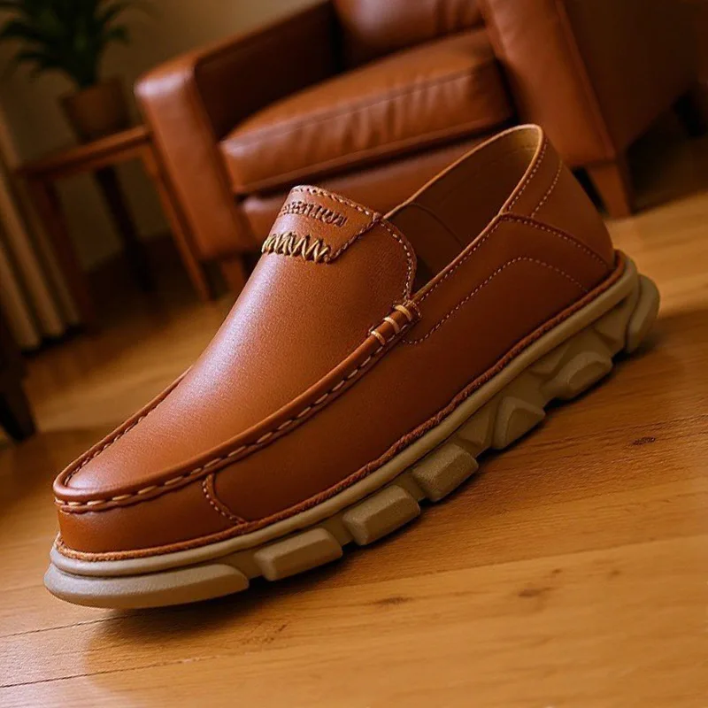 

Мужские повседневные ботинки Thi Bot Leather oes Vintage Sle, удобные летние слипоны из воловьей кожи с трансграничным верхним слоем