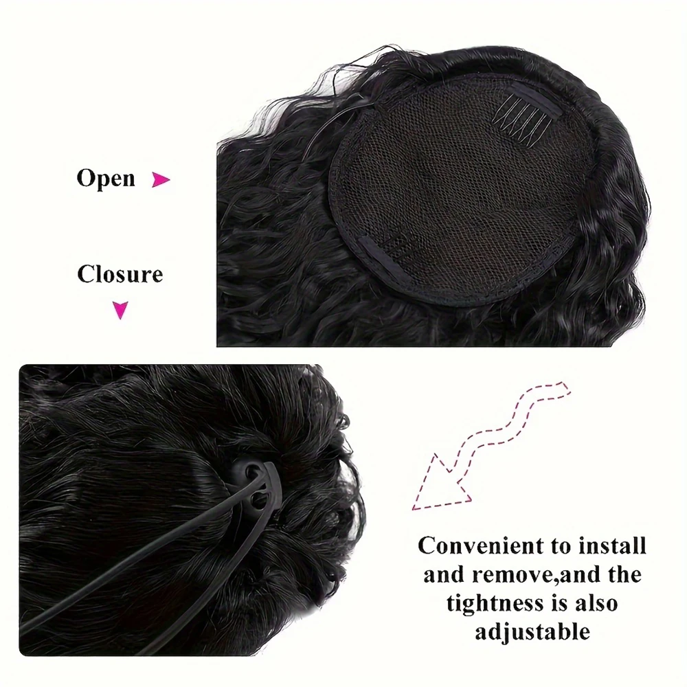 22 นิ้วยาวผมหางม้าสังเคราะห์ Extension ข้าวโพด Curly Wavy Drawstring ปลอม Pony Tail Fluffy Hairpiece สําหรับวิกผมผู้หญิง Extension