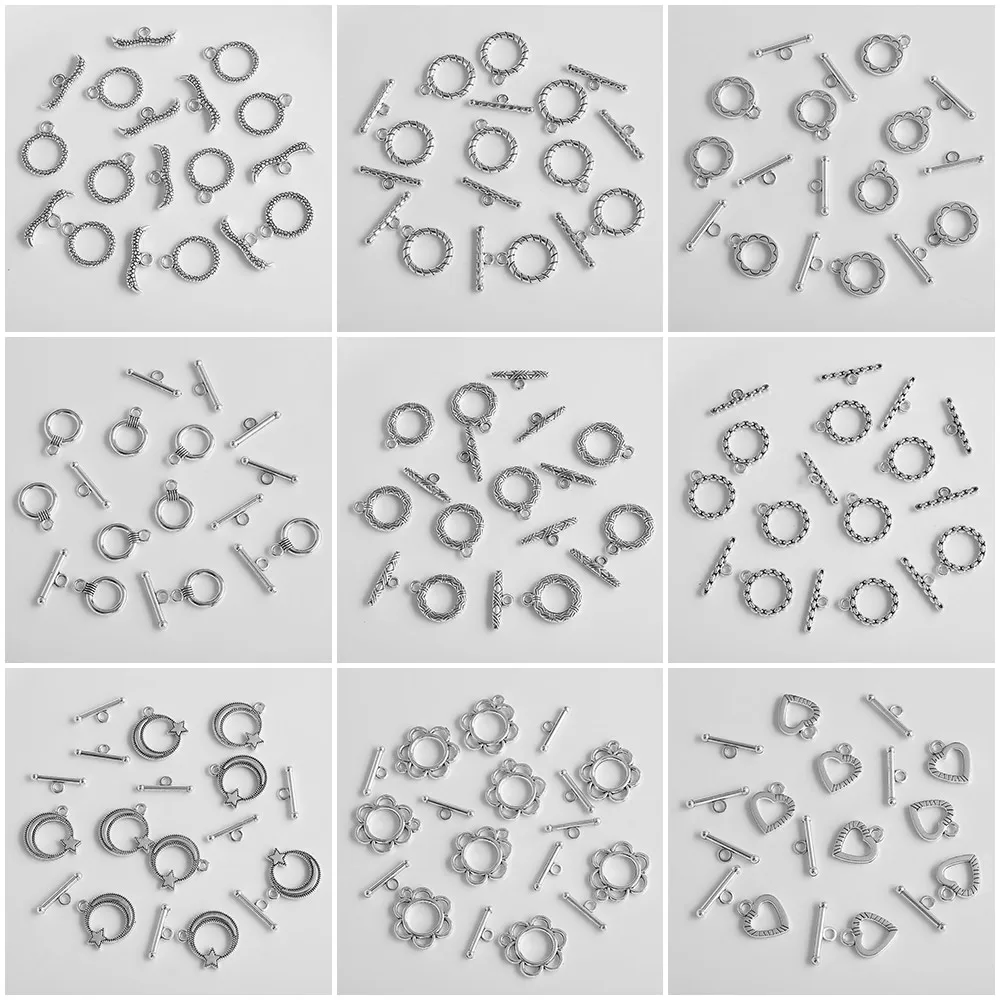 10Sets Screw thread OT Clasp Connector Toggle Buckle Antique Silver Color For Jewelry Making DIY Bracelet Necklace Accessories