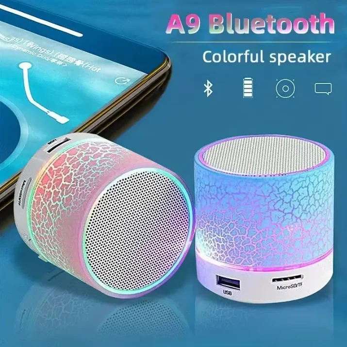 Mini głośnik Bluetooth Głośnik bezprzewodowy Kolorowa karta LED TF Subwoofer USB Przenośna kolumna dźwiękowa muzyki MP3 do telefonu PC