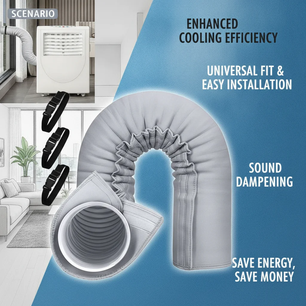 

Air Conditioning Hose Protective Cover Dustproof Heat-Insulating Exhaust Pipe Insulation Cover Easy Carry And Install for Home A