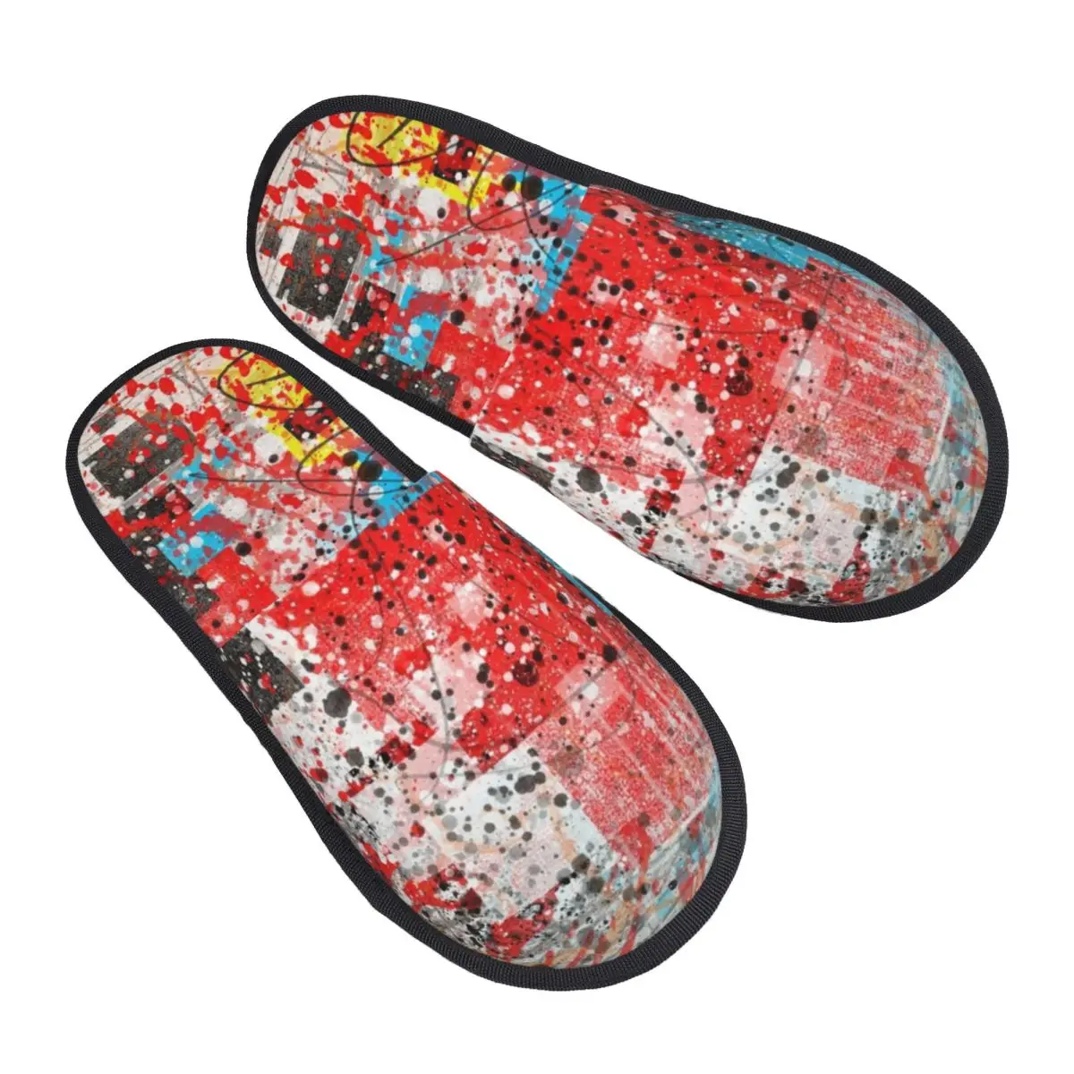 Custom Jackson Pollock Pop Art Memory Foam Slippers Women Comfy Warm Abstract Painter Artist House Slippers