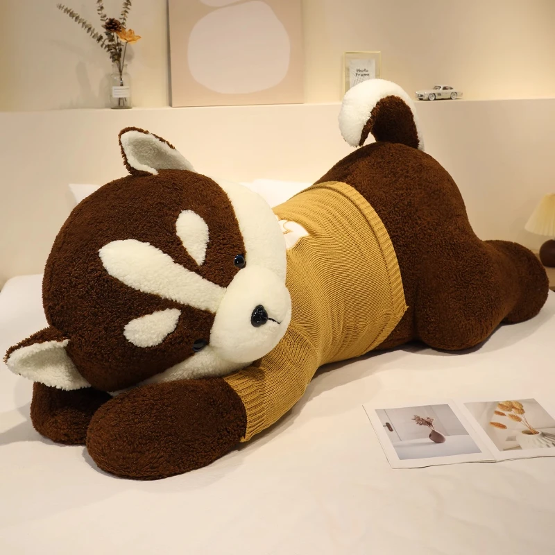 

Cute Husky Plush Toy Wearing Knit Sweater Soft Fluffy Stuffed Toy Bed Large Hugging Plush Pillow Home Decor Kids Birthday Gift