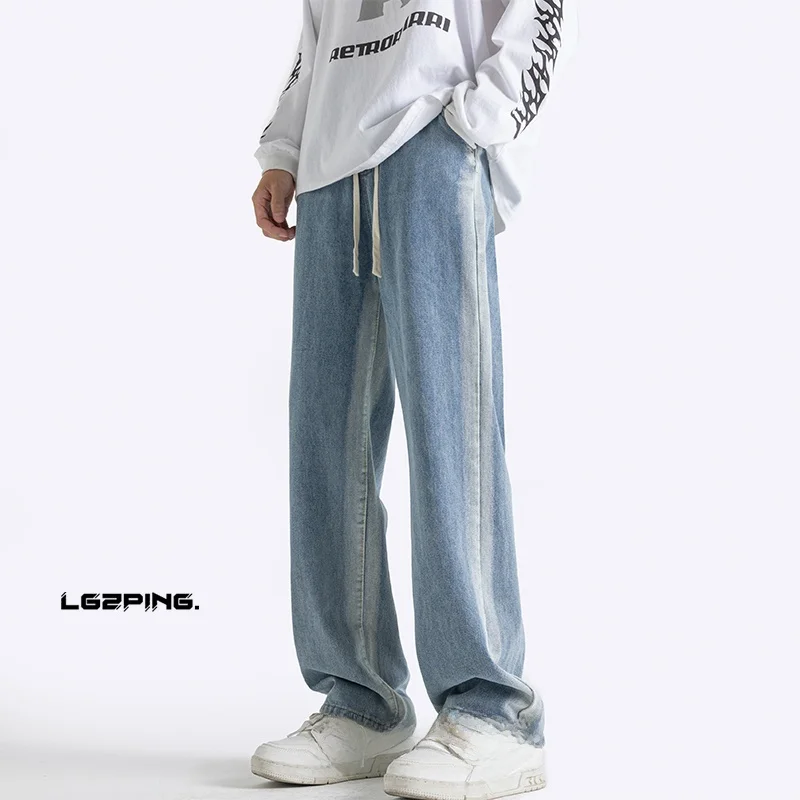 

Loose Wide Leg Men's Jeans American High Street Style Spring Autumn New Straight Tube Pants Casual Wear for Teenagers