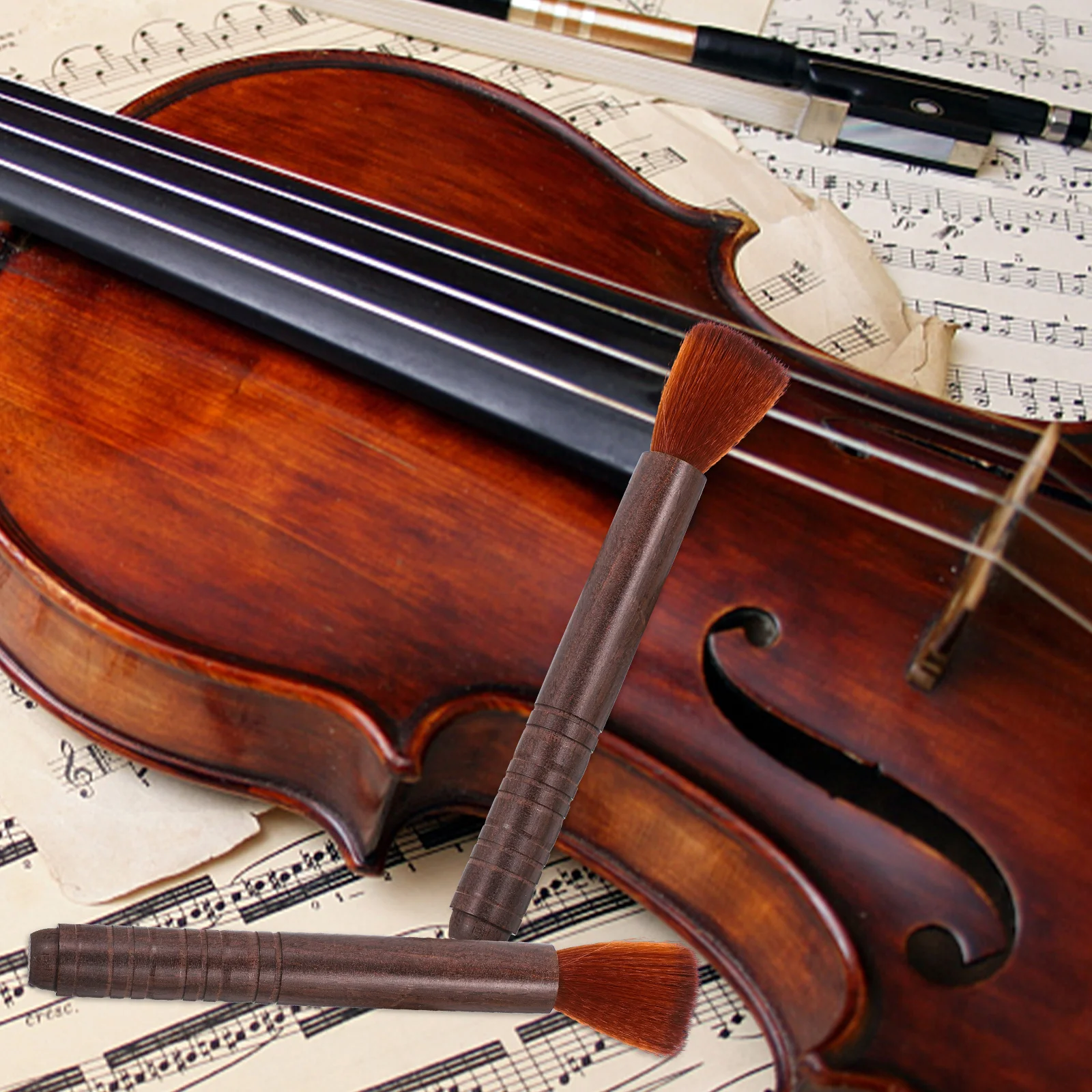 

2pcs Violin Cleaning Brushes Soft Wool Bristles For Rosin Dust Removal String Instrument Maintenance Wood Handle Erhu Guzheng