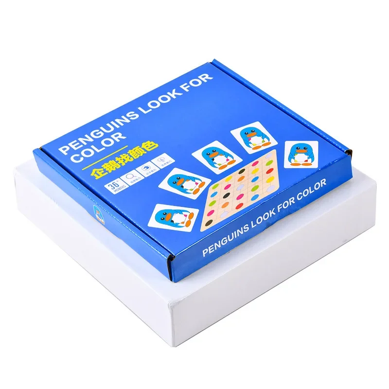 Pinguin Finden Farbspiel Montessori Baby Holz Lernspielzeug für Kinder Früherziehung Farbabstimmung Kleinkind Lernen