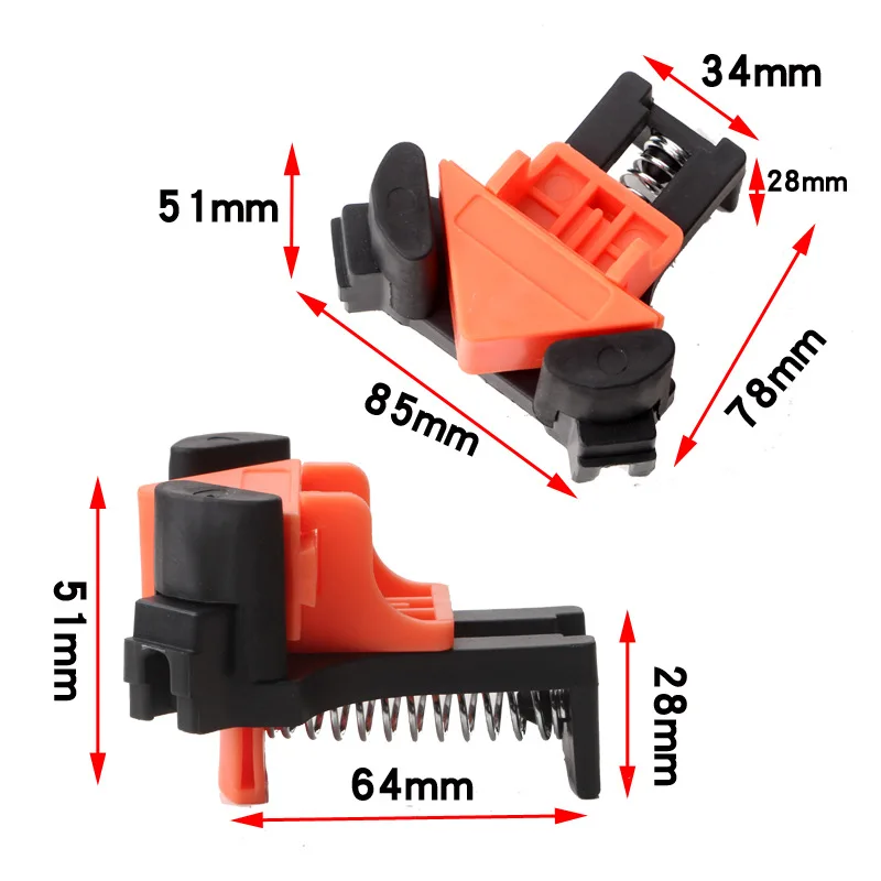 4PCS/SET Woodworking right-angle clamp 90-degree holder frame strong spring set tool quick adjustable spring clamp