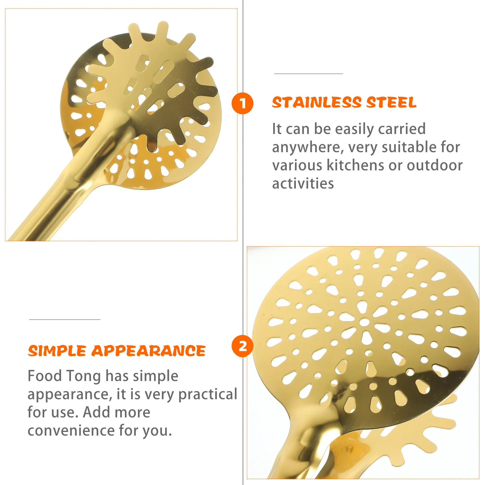 

Golden Food Strainer Clamp Stainless Steel Fried Food Clip For Kitchen Oil Drain Tool Multi-Functional Colander Clip Cooking