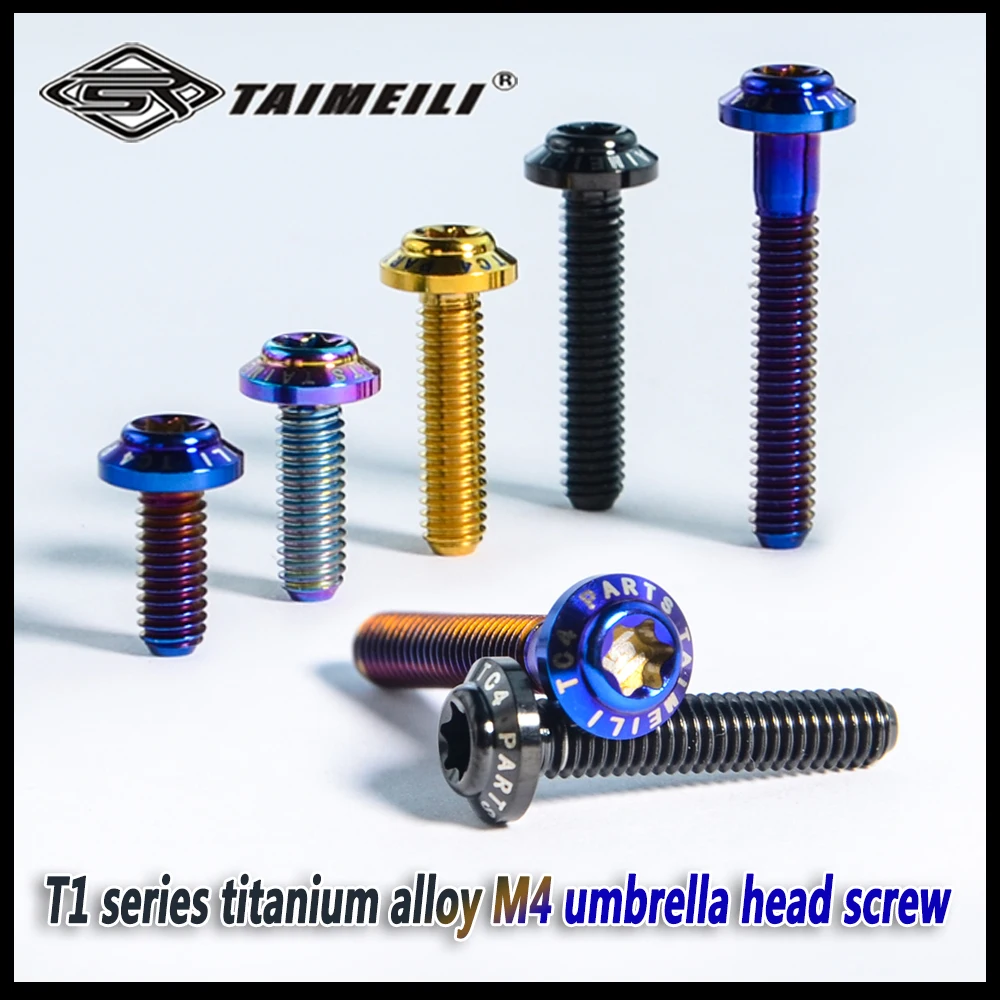 TAIMEILI T1 Series Titanium Alloy Umbrella Head Torx Screws M4x10/12/16/20/25mm Motorcycle Mod Replacement 4/8/10Pcs