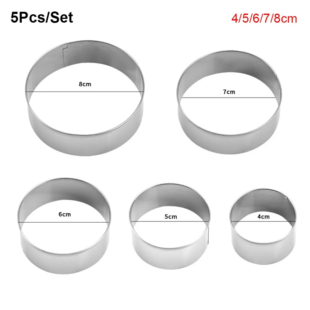 

5Pcs/Set Durable Stainless Steel Cake Ring Mold DIY 4/5/6/7/8cm Wedding Cake Tools Round Circle Cake Gum Paste Mould