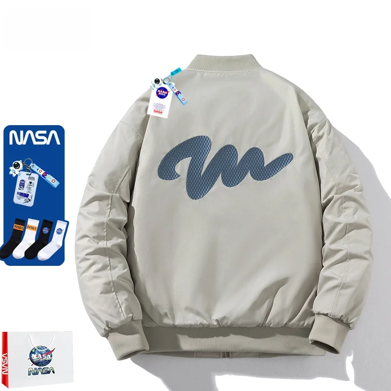 

ex MA Flight Jaet American Baseball Sle Cotton Outerwear Couple's Casual Wear Autumn Winter Long Sve Zipper Closure