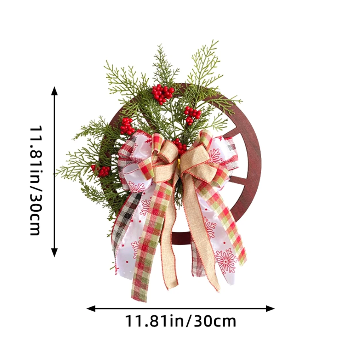 Christmas Wreath Ornaments Roulette Shape Hanging Wooden New Year Decoration