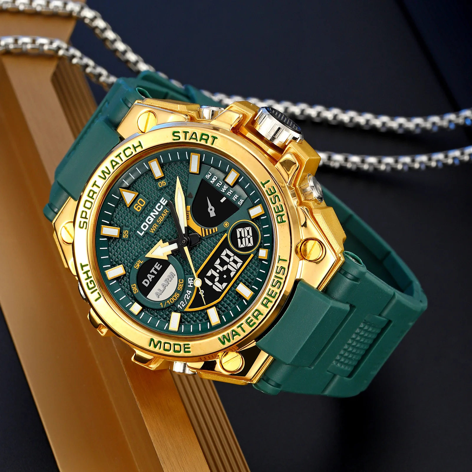 

Новые роскошные модные спортивные часы LOQNCE 98006, цифровые двойные часы, мужские студенческие электронные спортивные наручные часы, подарок для мальчика