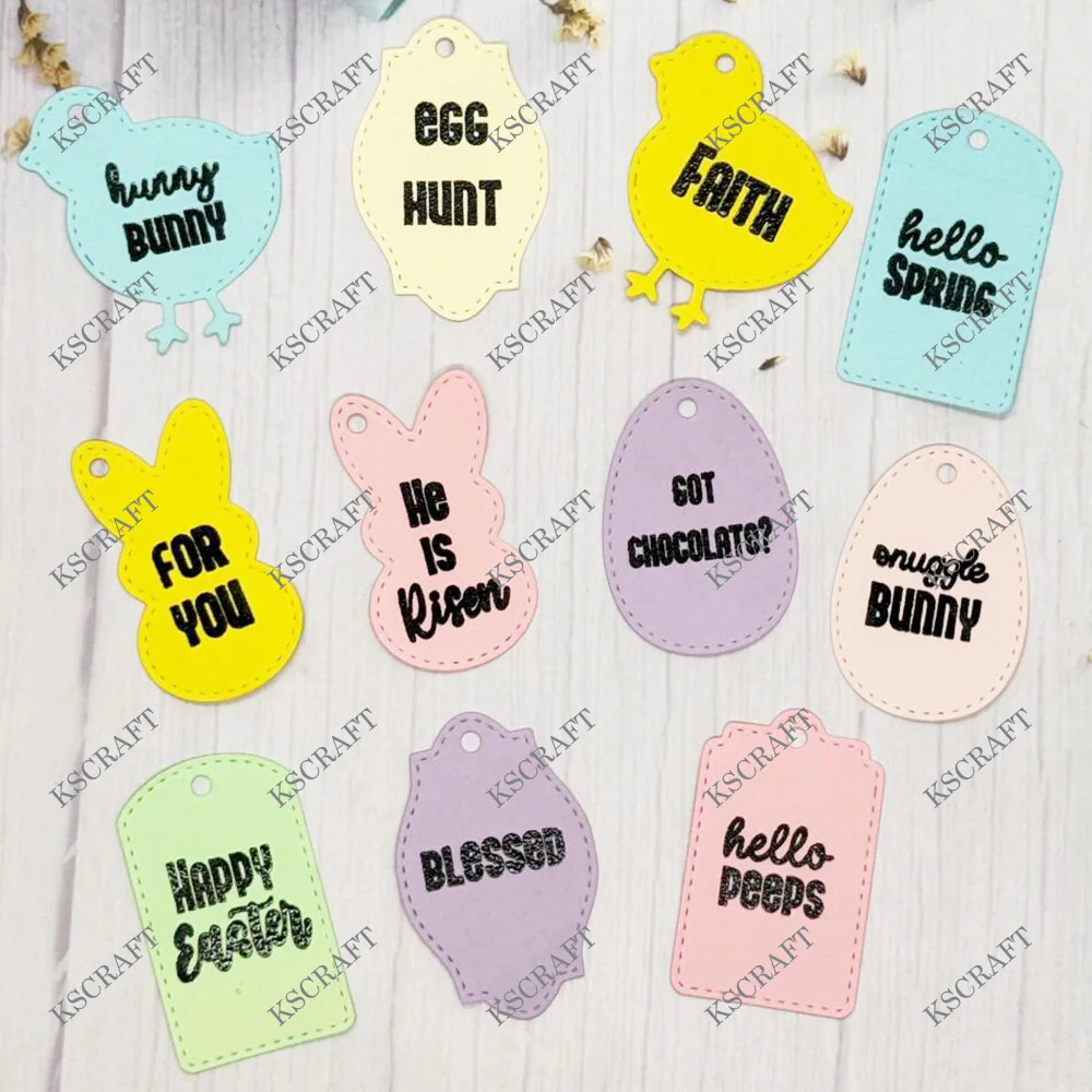 KSCRAFT Easter Shaped Tags Stamp and Cutting Dies Stencils for DIY Scrapbooking Decorative Embossing DIY Paper Cards