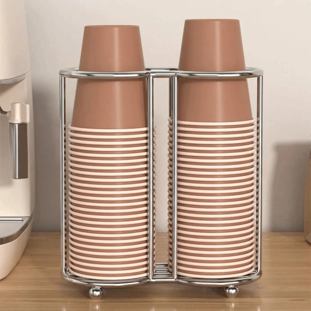 Stainless Steel Disposables Cups Picker Multifunctional Rust-Proof Cup Storage Rack Save Space Large Capacity