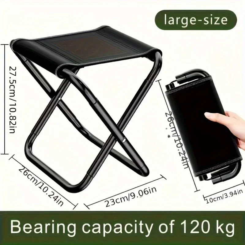 Multipurpose Portable Folding Stool Chair with Carry Bag, Non-Slip Metal Cubby Shelf for Outdoor Camping, Fishing, Beach, Travel