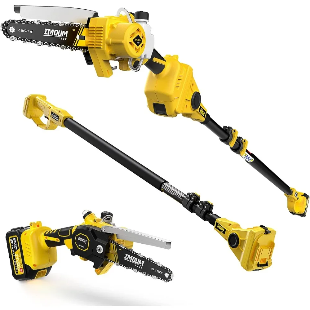 

2-IN-1 Cordless Pole Saw & Mini Chainsaw, Brushless Chainsaw, 6.9 LB Lightweight, 21V 3.0Ah Li-ion Battery, 6" Cutting